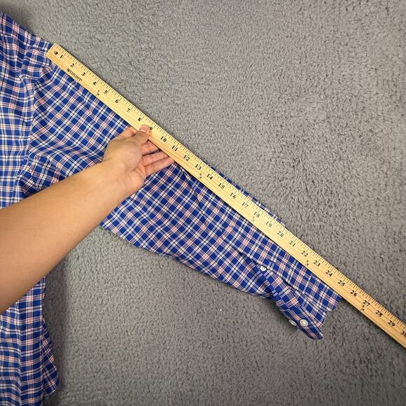 Brooks Brothers Oxford Button-Down Shirt Mens XL Blue Plaid OCBD Logo Regent - Picture 8 of 9